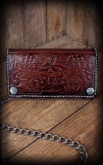 Leather Wallet Cycle Rebel - sunburst handmade