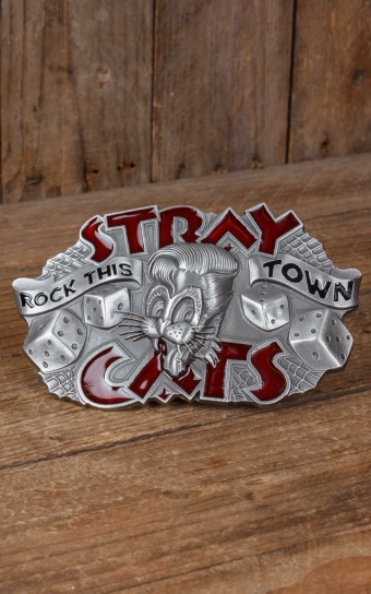 Set ceinture de cuir Marlon Brando noir+ boucle Stray Cats Rock this town