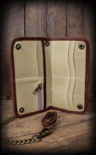 Canvas Leather Wallet - olive or beige
