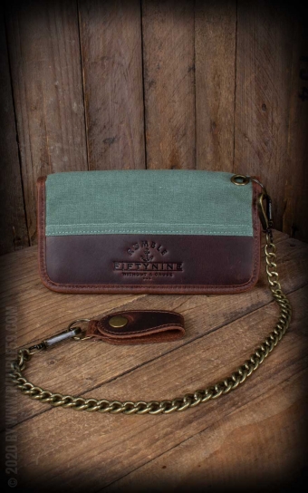 Canvas Leather Wallet - olive or beige