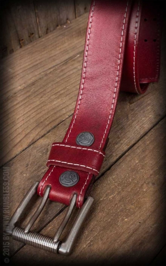 Ledergürtel mit Doppelsteg-Schnalle, rot