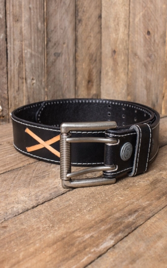 Set Leather belt Brando black+Buckle Stray Cats Rock this town