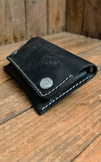 Leather tobacco pouch, black