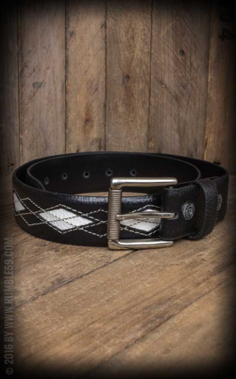 Leather Belt Diamond - black/offwhite
