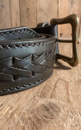 Leather belt with braided detail