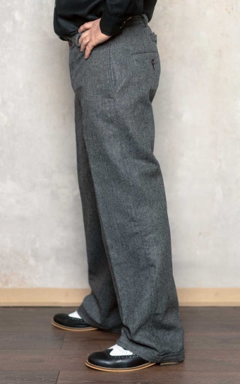 Vintage Loose Fit Pants Sacramento - Herringbone grey/black