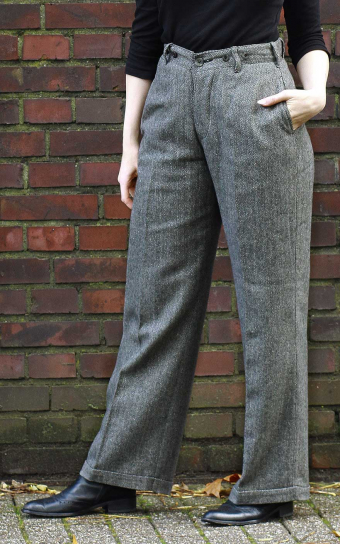 Pantalon Marlne - Birmingham - Chevron, gris clair
