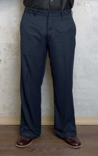 Vintage Loose Fit Pants New Jersey - Fischgrat blau