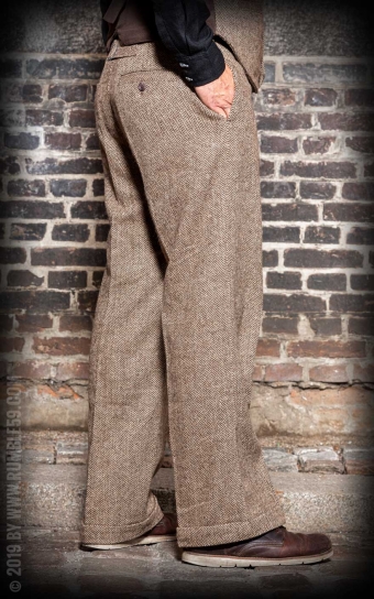 Vintage Loose Fit Pants Sacramento - Fischgrat beige/braun