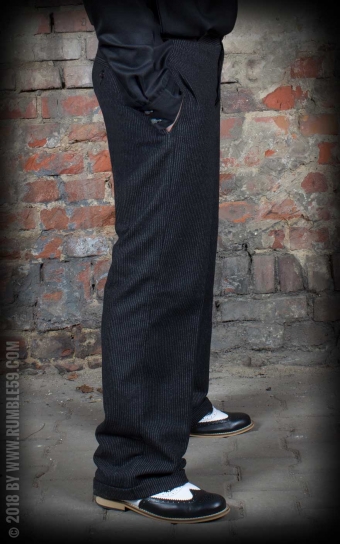 Vintage Loose Fit Pants Sacramento - gestreift schwarz/grau