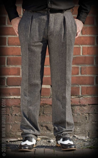 Vintage Slim Fit Pants Pasadena - Fischgrat grau/schwarz