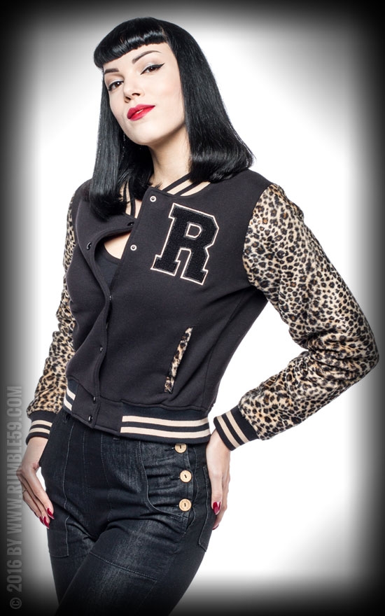 Sweat College Jacke mit Leo Patch | 50s Rockabella Style - Official  Rumble59 Shop for Jeans, Jackets & Clothing