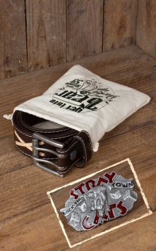 Set Leather belt Brando brown+Buckle Stray Cats - Rock this town