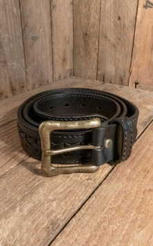Leather belt with braided detail