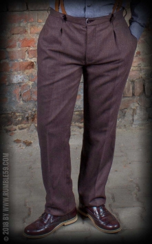Vintage Slim Fit Pants Pasadena - Fischgrat braun/blau